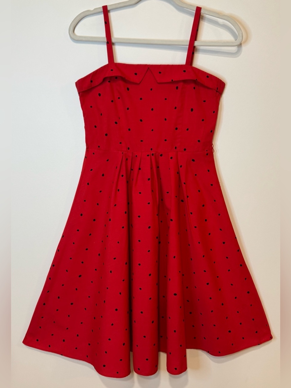 Vintage Christine von Lumbe Union Made Red & Black Polka Dot Swing Dress Size 6